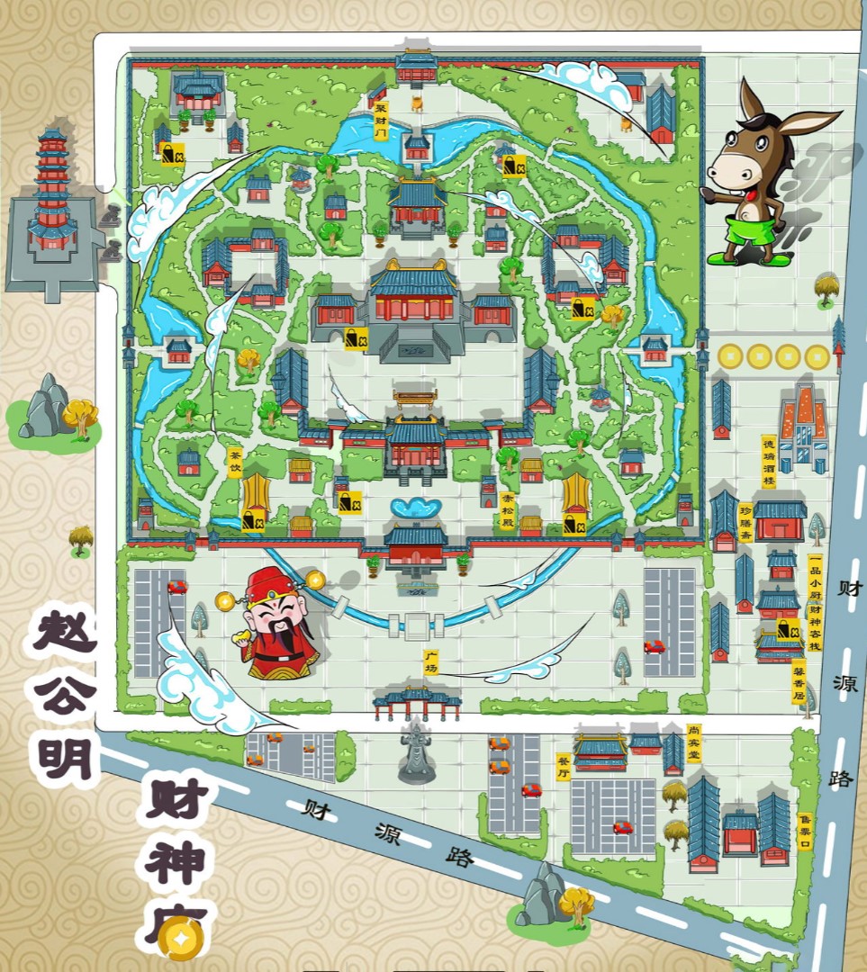 寮步镇寺庙类手绘地图